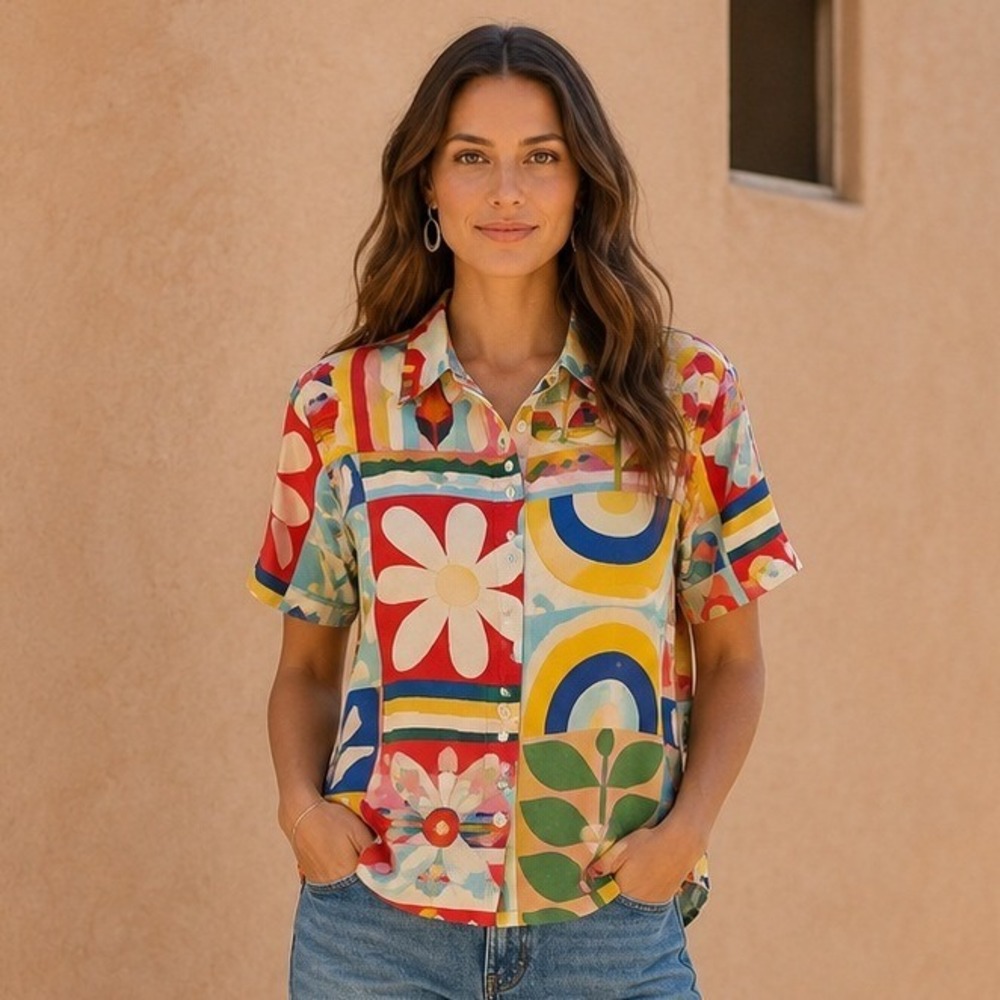 FARM Rio Multicolor Floral & Geometric Button-Down Shirt